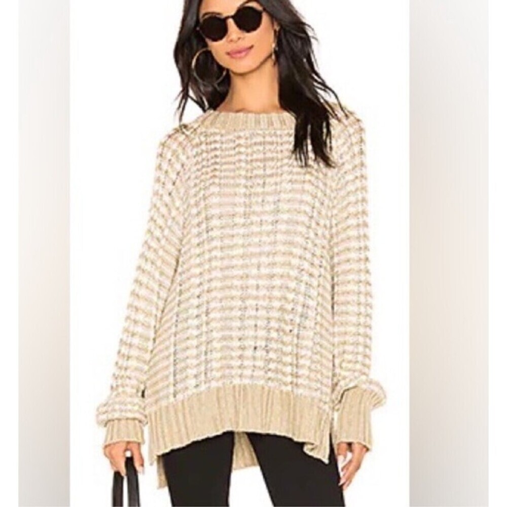 Faithfull The Brand Sweater Open Weave Texture Small Oversized Cozy Pullover